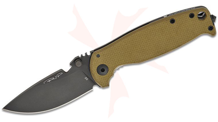 DPx Gear HEST/F Classic Folding Knife 3.1 inch D2 Black Milspec Drop Point Blade, OD Green G10 and Titanium Handles