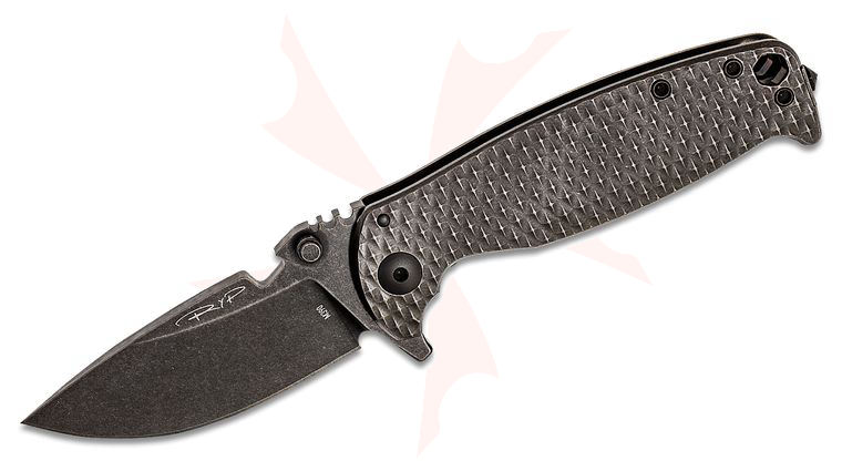 DPx Gear HEST/F 3.0 Leggaro 3D Ti Flipper Knife 3.15 inch M390 Black Stonewashed Plain Blade, 3D Textured Titanium Handles