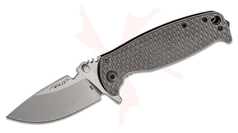 DPx Gear HEST/F 3.0 Leggaro Naked 3D Ti Flipper Knife 3.15 inch M390 Stonewashed Plain Blade, 3D Textured Gray Titanium Handles