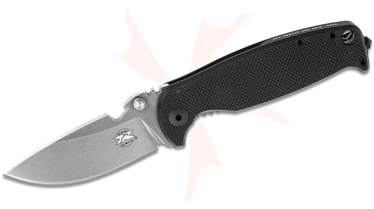 DPx Gear HEST/F Milspec Folding Knife 3.25 inch Stonewashed Niolox Plain Blade, Black G10 with Titanium Back Handles