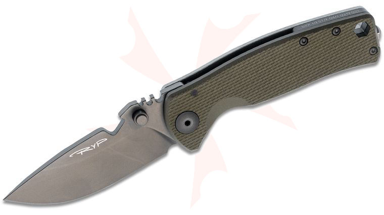 DPx Gear HEST/F Urban G10 Folding Knife 2.9 inch Gray Matte PVD CPM-154 Drop Point Blade, OD Green G10 with Titanium Back Handles