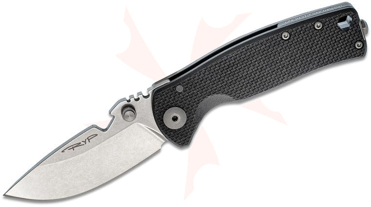 DPx Gear HEST/F Urban Milspec Folding Knife 2.9 inch Stonewashed CPM-154 Drop Point Blade, Black G10 with Titanium Back Handles