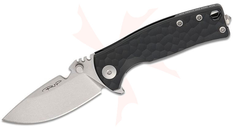 DPx Gear HEST/F Urban Ergal Flipper Knife 2.9 inch M390 Stonewash Plain Blade, Hammered Finish Midnight Black Anodized Aluminum Handles