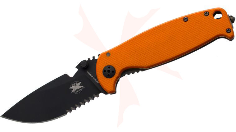 DPx Gear HEST 2.0 Exclusive Folder 3.25 inch D2 Black Combo Blade, Titanium and Orange G10 Handles w/ Signed Book