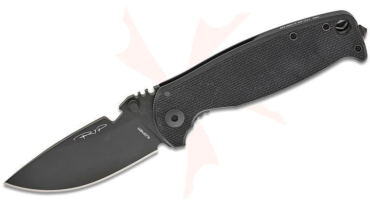 DPx Gear HEST/F 3.0 Triple Black Folding Knife 3.15 inch Sleipner Black PVD Plain Blade, Black G10 and Titanium Handles