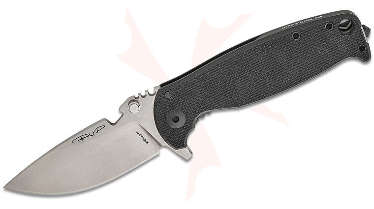 DPx Gear HEST/F 4.0 Milspec Flipper Knife 3.15 inch MagnaCut Stonewashed Drop Point Blade, Black G10 and Black Titanium Handles