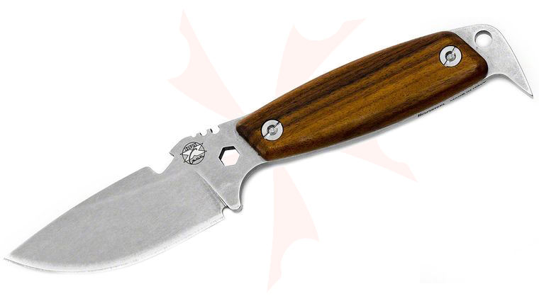 DPx Gear HEST II Woodsman Fixed 3.15 inch Plain Stonewashed Niolox Blade, Hardwood Handles