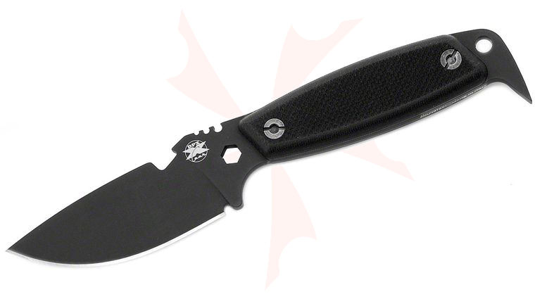 DPx Gear HEST II Assault Fixed 3.15 inch Plain Black Niolox Blade, Black G10 Handles