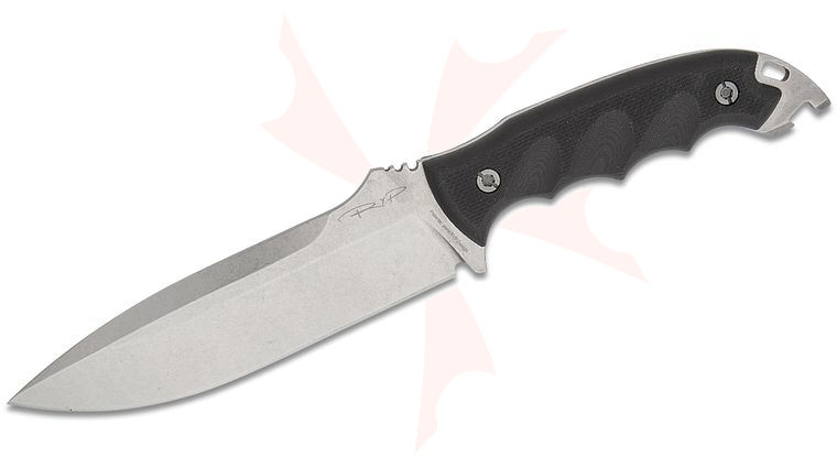 DPx Gear HEST 6 Milspec Fixed Blade Knife 6 inch S35VN Stonewashed Drop Point Blade, Black G10 Handles, Kydex Sheath