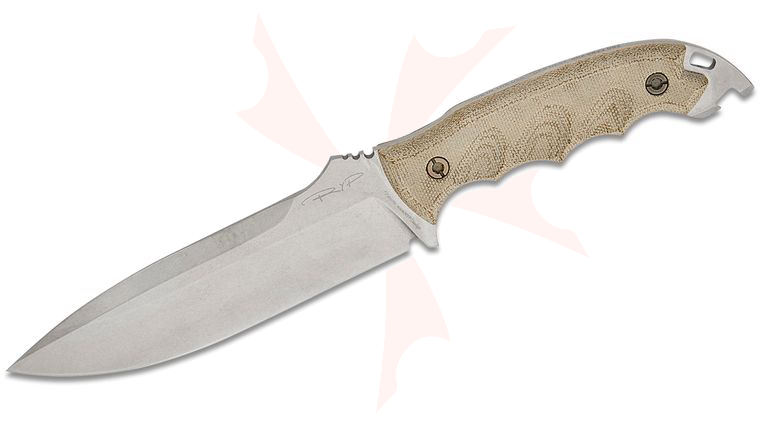 DPx Gear HEST 6 Fixed Blade Knife 6 inch CPM-MagnaCut Stonewashed Drop Point Blade, OD Green Micarta Handles, Leather Sheath