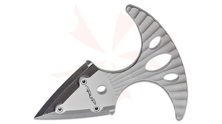 DPx Gear HIT Push Dagger 1.35 inch M390 Sand Blasted Blade, Titanium Handle, Leather Sheath