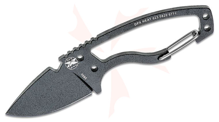 DPx Gear HEAT Hiker 2.4 inch 1095 Carbon Steel Blade, Black Powder Coating, Carabiner, Kydex Sheath