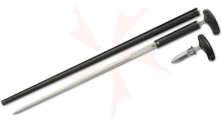 CAS Iberia Dragon King SD12150 OSC-i Carbon Fiber Sword Cane with Push Dagger, 37.5 inch Overall