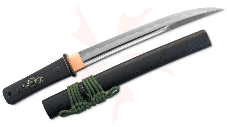 CAS Iberia Dragon King SD35491 Modern Tanto w/ Bohi 10.25 inch 1566 Carbon Steel Blade, Blue G10 Handle