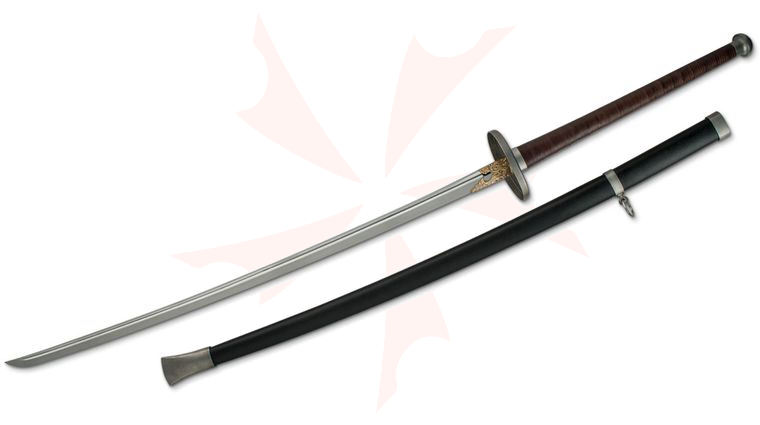 CAS Iberia Dragon King SD11190 Miao Dao 34.75 inch Carbon Steel Blade, Leather Wrapped Handle