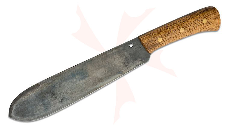 Dragonfly Blade Works USMC Jungle Bolo Machete 11 inch 8670 Black Caswell Blade, Curly Quarter Sawn White Oak Handles, Leather Sheath