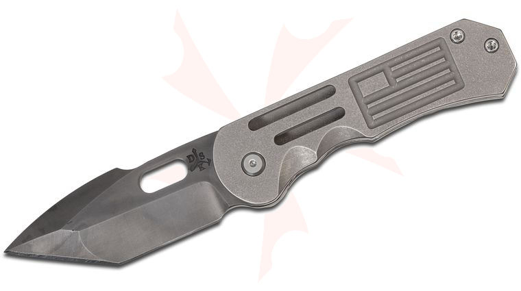 DSK Tactical Custom GF2 Folding Knife 3.75 inch CPM-154 Black Tanto Blade, US Flag Milled Titanium Handle 