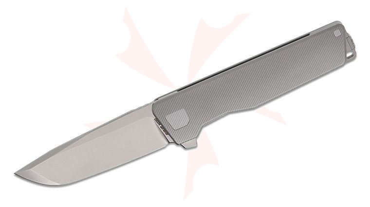 Exceed Designs Avair Frame Lock Flipper Knife 3.125 inch M390 Polished Stonewashed Compound Drop Point Blade, Micro-Slash Milled Bead Blasted Titanium Handles