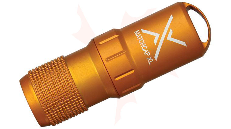 Exotac 4100 MATCHCAP XL Survival Matchcase and Striker, Waterproof, Orange