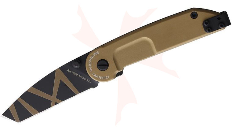Extrema Ratio BF1 Desert Warfare Folding Knife 2.72 inch N690 Desert Warfare Tanto Blade, Tan Aluminum Handles