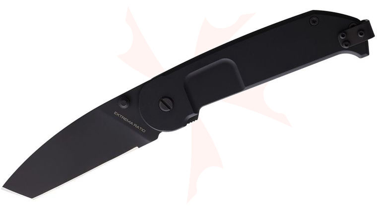 Extrema Ratio BF2 Classic Liner Lock Folding Knife 3.25 inch N690 Black Tanto Blade, Black Aluminum Handles