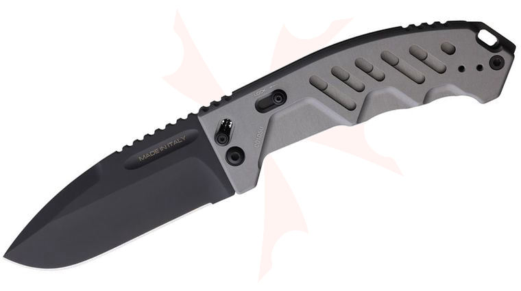 Extrema Ratio RAO C Crossbar Lock Folding Knife 3.93 inch N690 Black Drop Point Blade, Gray Aluminum Handles 