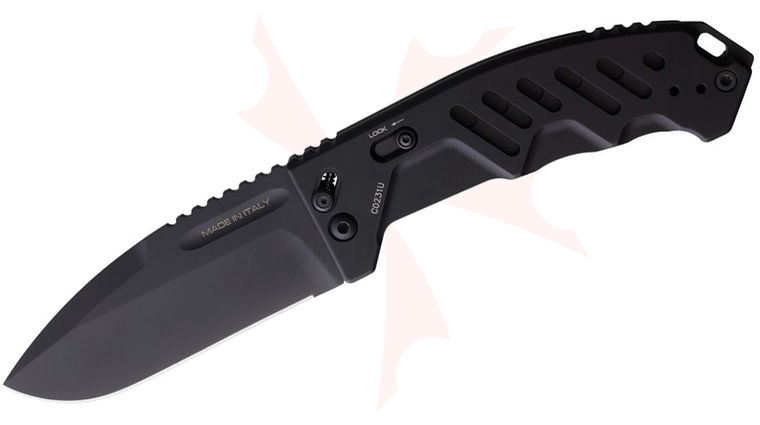 Extrema Ratio RAO C Crossbar Lock Folding Knife 3.93 inch N690 Black Drop Point Blade, Black Aluminum Handles 