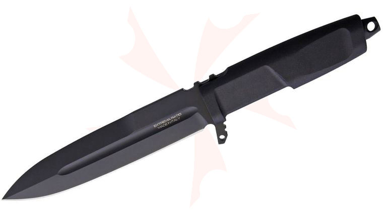 Extrema Ratio Contact Fixed Blade Knife 6.46 inch N690 Black Spear Point Blade, Black Forprene Handles, Injection Molded Sheath