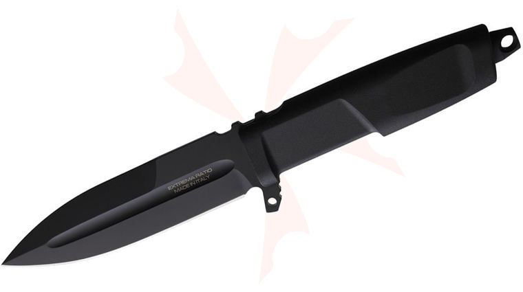Extrema Ratio Contact C Fixed Blade Knife 5.03 inch N690 Black Spear Point Blade, Black Forprene Handles, Injection Molded Sheath