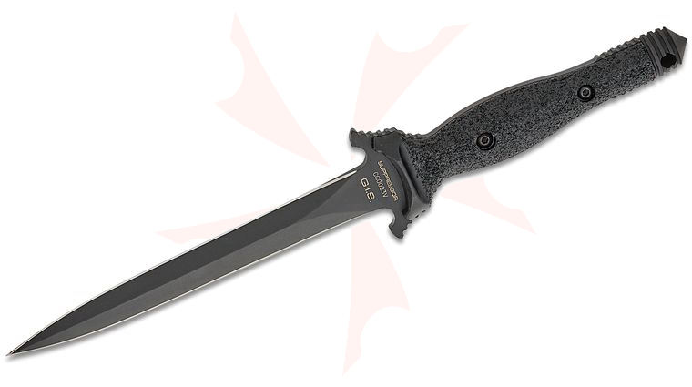 Extrema Ratio Suppressor Ordinanza G.I.S. Fixed Blade Knife 7 inch N690 Black Double Edge Dagger Blade, Black FRN Handles, Nylon Belt Sheath