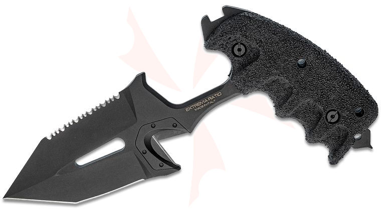 Extrema Ratio SERE 2 GOI Push Dagger 5.83 inch Black Combo Tanto Double Edge Blade, Black Forprene Handle, Black Kydex Sheath