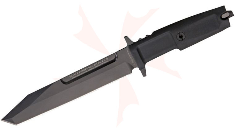 Extrema Ratio Fulcrum Combat Knife 6.73 inch Black N690 Tanto Combo Blade, Forprene Handles, INPAX Sheath
