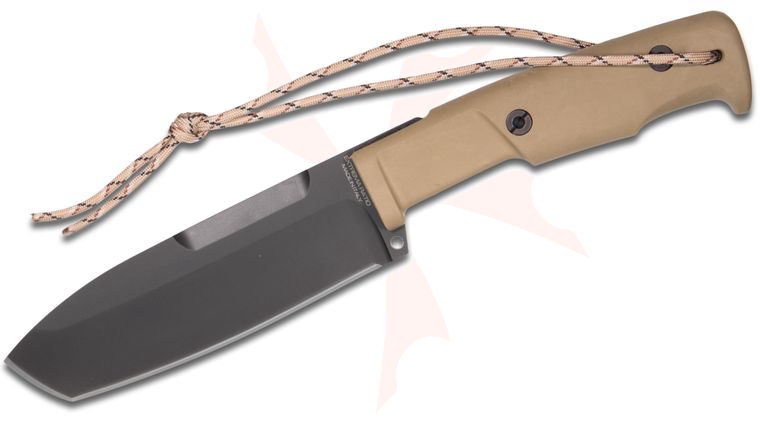 Extrema Ratio Selvan Fixed 6.1 inch Black N690 Plain Tanto Blade, Desert Tan Forprene Handles, Desert Tan MOLLE Sheath