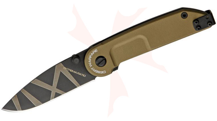 Extrema Ratio BF1 Desert Warfare Drop Point Folder 2.72 inch Plain N690 Blade, Tan Aluminum Handles