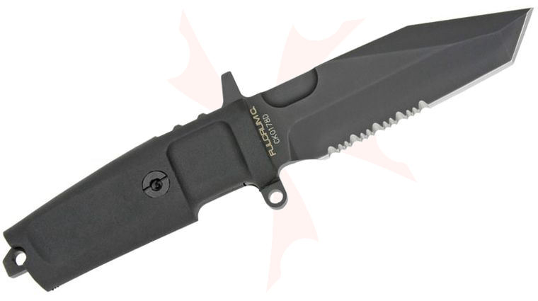 Extrema Ratio Fulcrum C Combat Knife 3.78 inch Black N690 Tanto Combo Blade, Forprene Handles