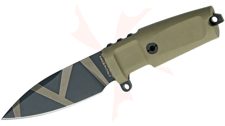 Extrema Ratio Desert Warfare Shrapnel OG Combat Knife 3.62 inch N690 Plain Blade, Tan Forprene Handles