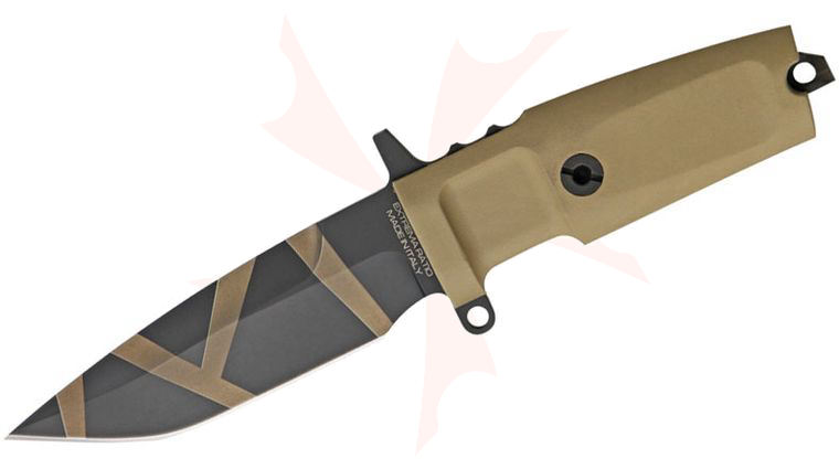 Extrema Ratio Desert Warfare Col Moschin Compact Combat Knife 4.33 inch N690 Plain Blade, Forprene Handles