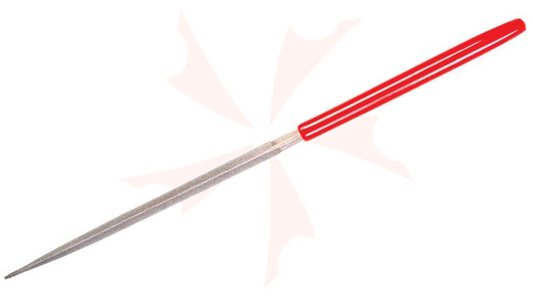 EZE-LAP 603F Fine 600 Grit Needle File, Three Square, Red Handle