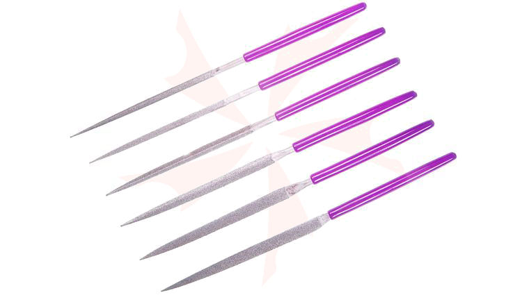 EZE-LAP 600C Coarse 250 Grit Diamond Needle Files, 6 Pack, Purple Handles