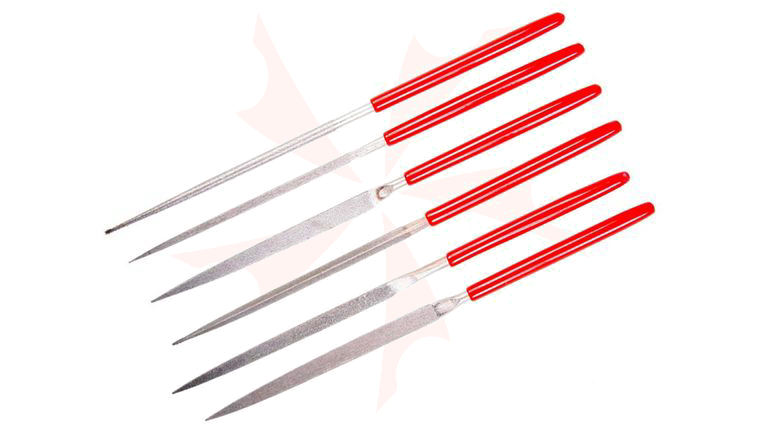 EZE-LAP 600F Fine 600 Grit Diamond Needle Files, 6 Pack, Red Handles