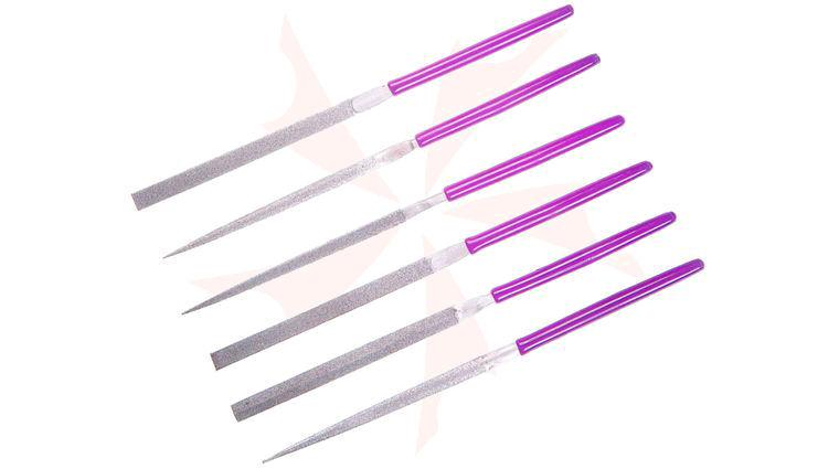 EZE-LAP 607C Coarse 250 Grit Diamond Needle Files, 6 Pack, Purple Handles