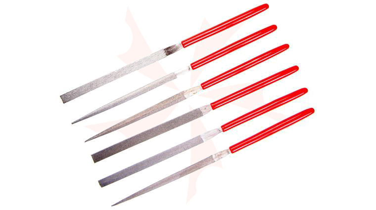EZE-LAP 607F Fine 600 Grit Needle Files, 6 Pack, Red Handles