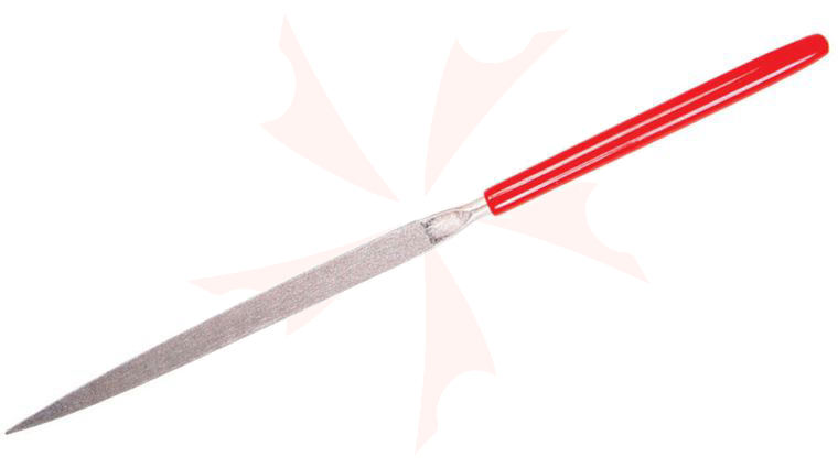 EZE-LAP 605F Fine 600 Grit Needle File, Flat Warding, Red Handle