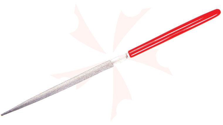EZE-LAP 609F Fine 600 Grit Needle File, Crossing, Red Handle