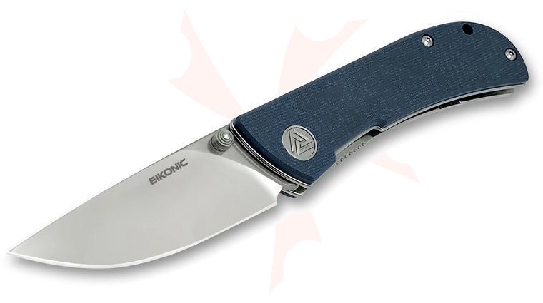 EIKONIC Knives HEAdesigns Fairwind Folding Knife 2.72 inch D2 Satin Drop Point Plain Blade, Blue G10 Handles