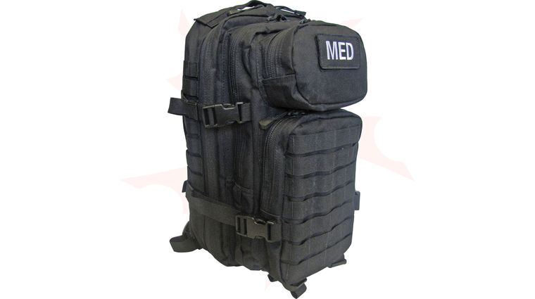 Elite First Aid Tactical Trauma Kit, Black Canvas Backpack, Bulk Packed