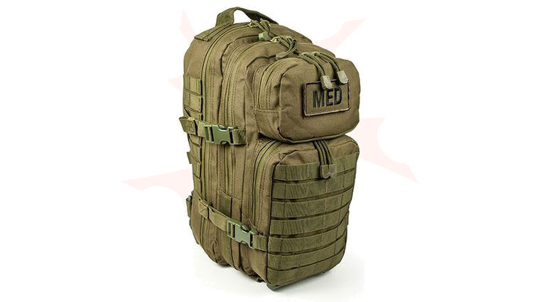 Elite First Aid Tactical Trauma Kit, OD Canvas Backpack, Bulk Packed
