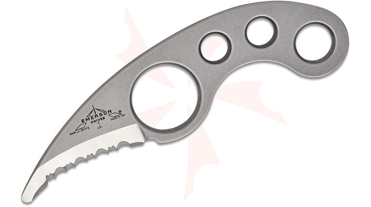 Emerson LA GRIFFE White Water Rescue Blunt Tip Fixed Blade Neck Knife 1.75 inch 440C Stonewashed Serrated Blunt Tip Blade and Skeletonized Handle, Kydex Sheath