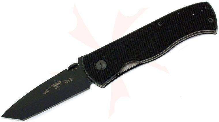 Emerson CQC-7B Folding Knife 3.3 inch Black Plain Tanto Blade, G10 Handles