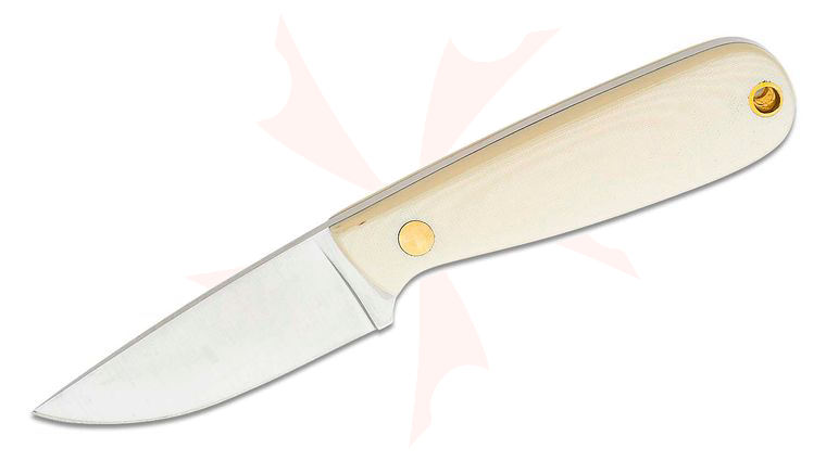 Brisa Necker 70 Fixed Blade Knife 2.75 inch Sandvik 12C27 Plain Blade, Ivory Linen Micarta Handles, Black Kydex Sheath
